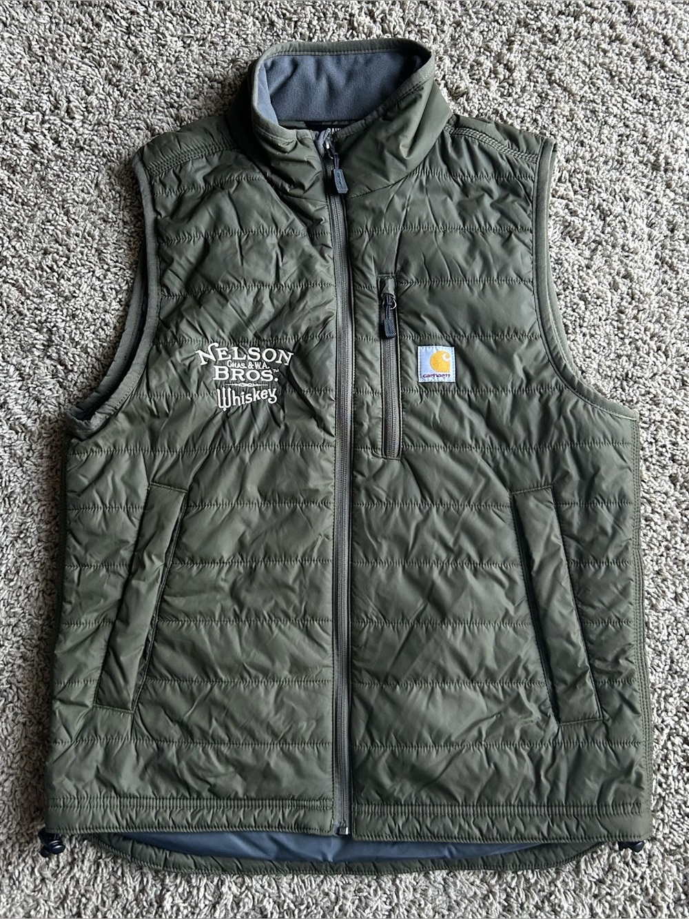 Carhartt Gilliam Rain Defender Vest Mens S Green Relaxed Fit~Nelson Bros Whiskey